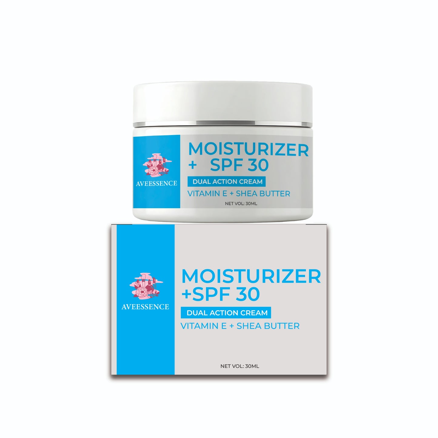 Aveessence Moisturizer + SPF 30 Dual Action Cream – Vitamin E + Shea Butter